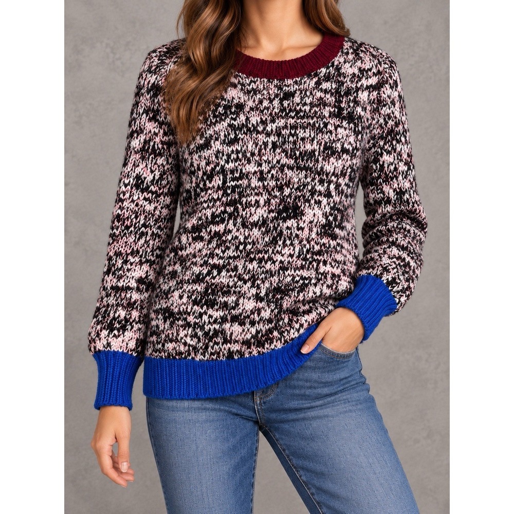 J.Crew Marled Wool Sweater Womens Small Chunky Knit Colorblock Preppy Apres Ski